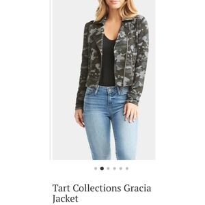 Tart Collections Gracia Jacket Camo Moto French‎ Terry Zip Up size small